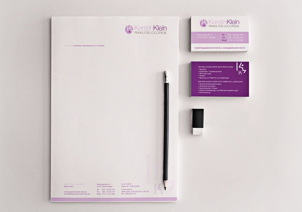 Briefpapier und Visitenkarten Design für Logopädie